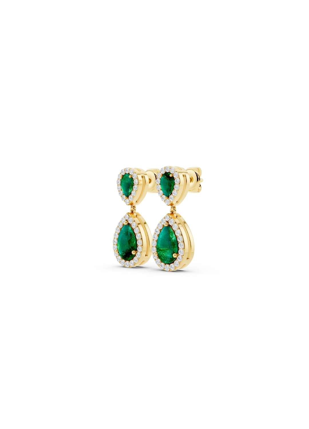 Emerald and Diamond Teardrop Earrings Image 1