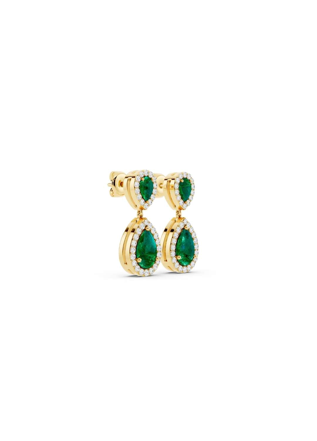 Emerald and Diamond Teardrop Earrings Image 4