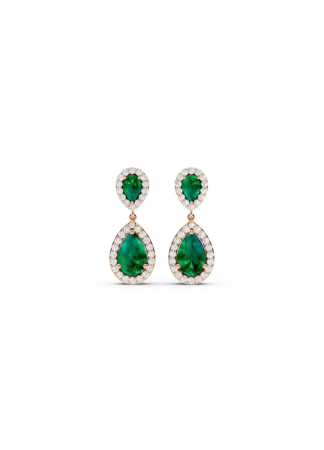 Emerald and Diamond Teardrop Earrings Image 5