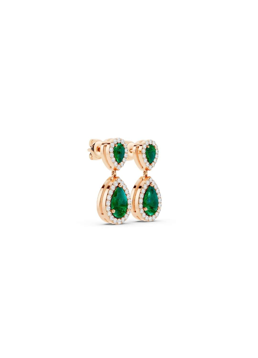 Emerald and Diamond Teardrop Earrings Image 8