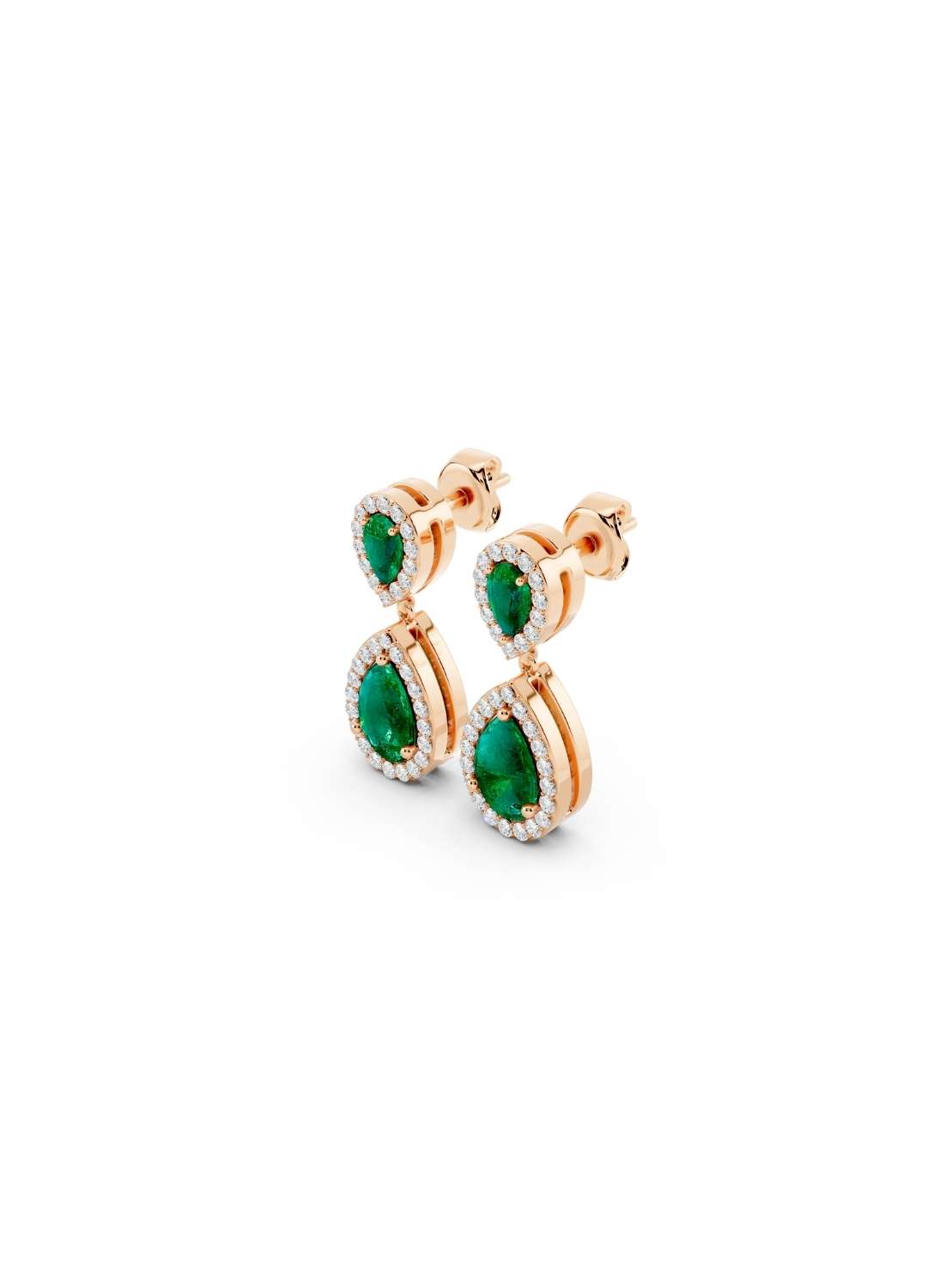 Emerald and Diamond Teardrop Earrings Image 6
