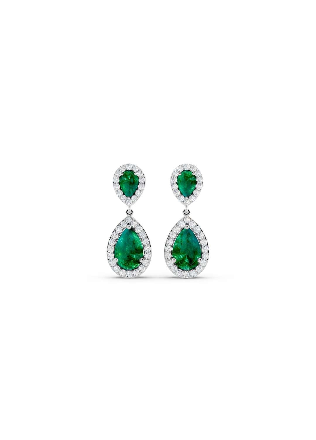 Emerald and Diamond Teardrop Earrings Image 9
