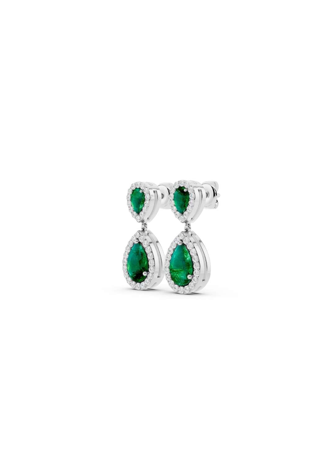 Emerald and Diamond Teardrop Earrings Image 11