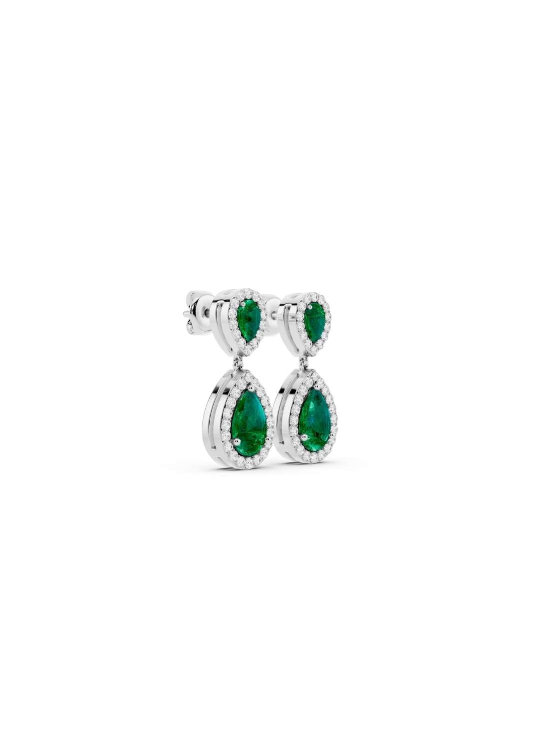 Emerald and Diamond Teardrop Earrings Image 12