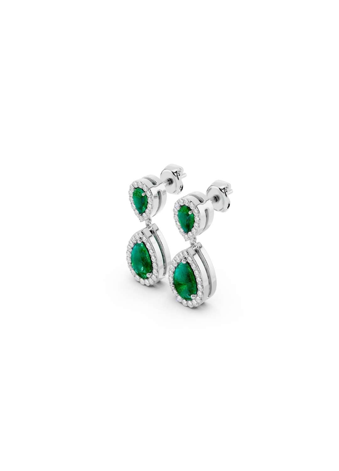 Emerald and Diamond Teardrop Earrings Image 10