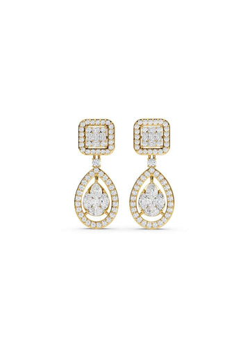 Emerald and Pear Diamond Drop Earrings Image 1