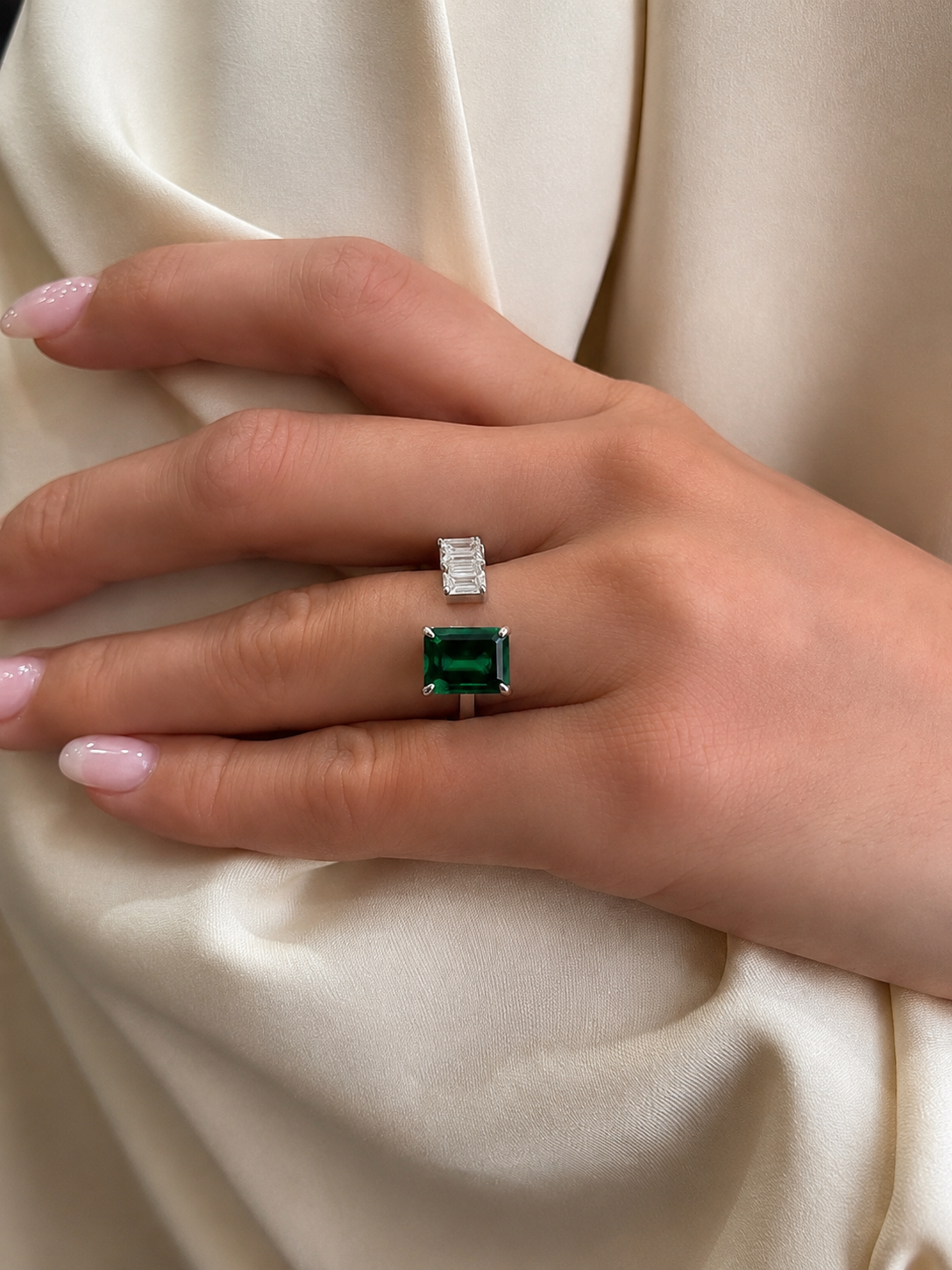 Floating Emerald & Diamond Ring  Image 2