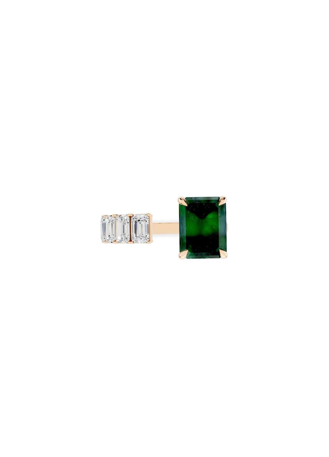 Floating Emerald & Diamond Ring  Image 6