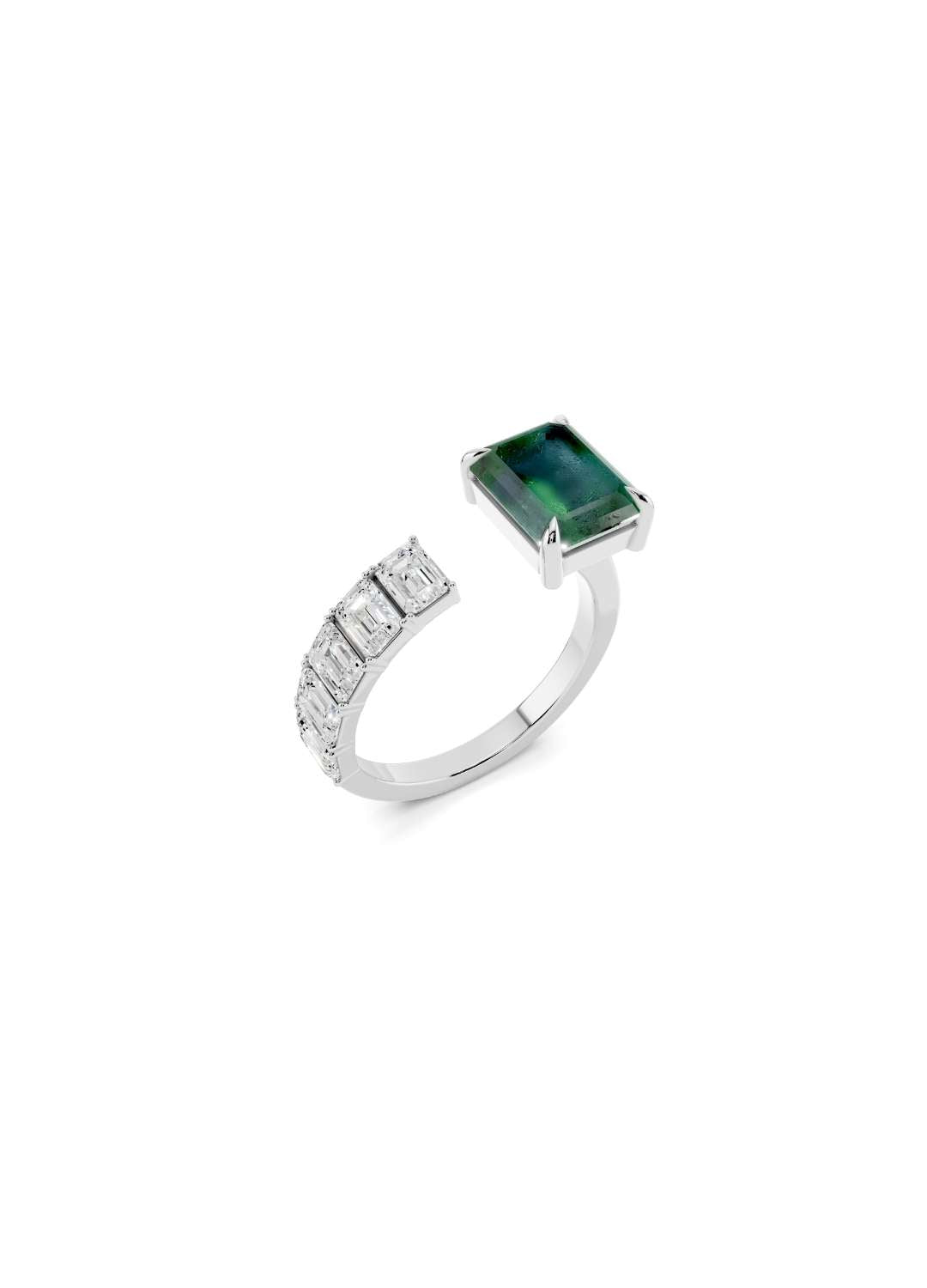 Floating Emerald & Diamond Ring  Image 9