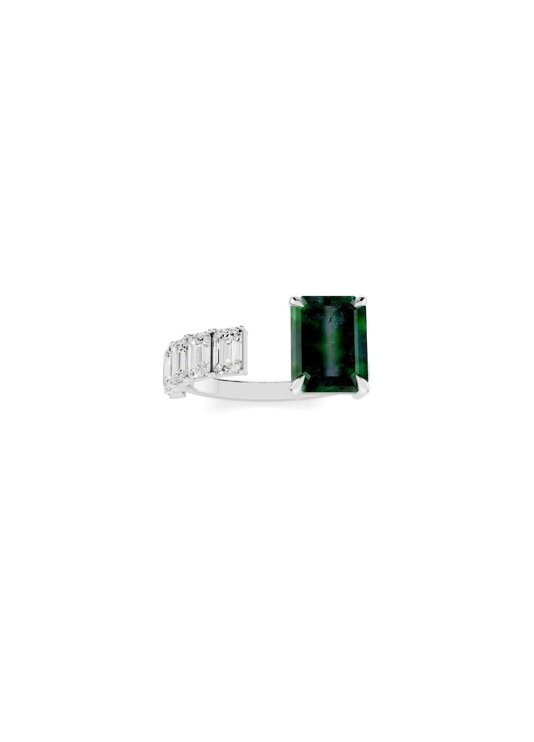 Floating Emerald & Diamond Ring  Image 11