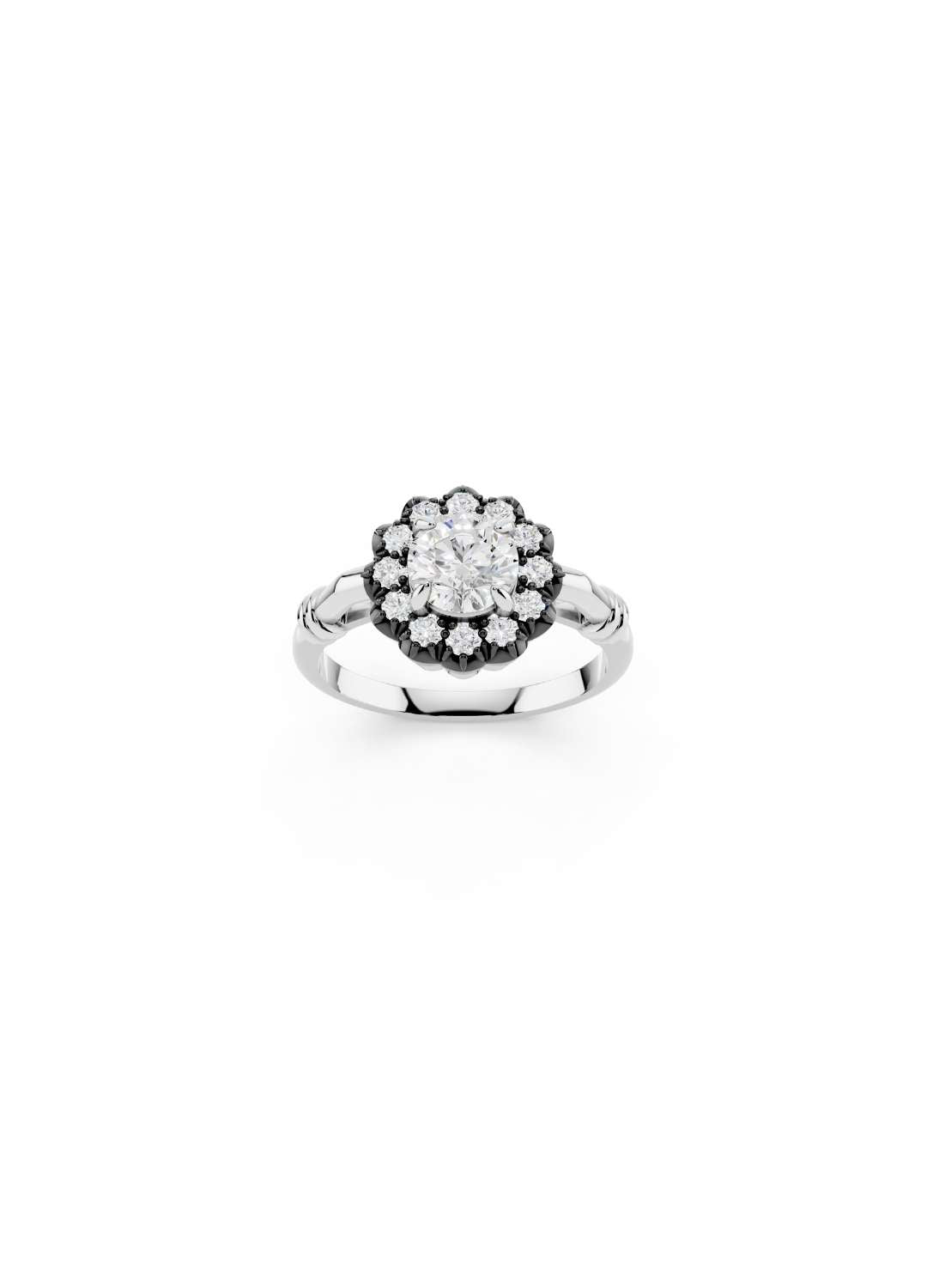 Georgian Diamond Halo Ring Image 7