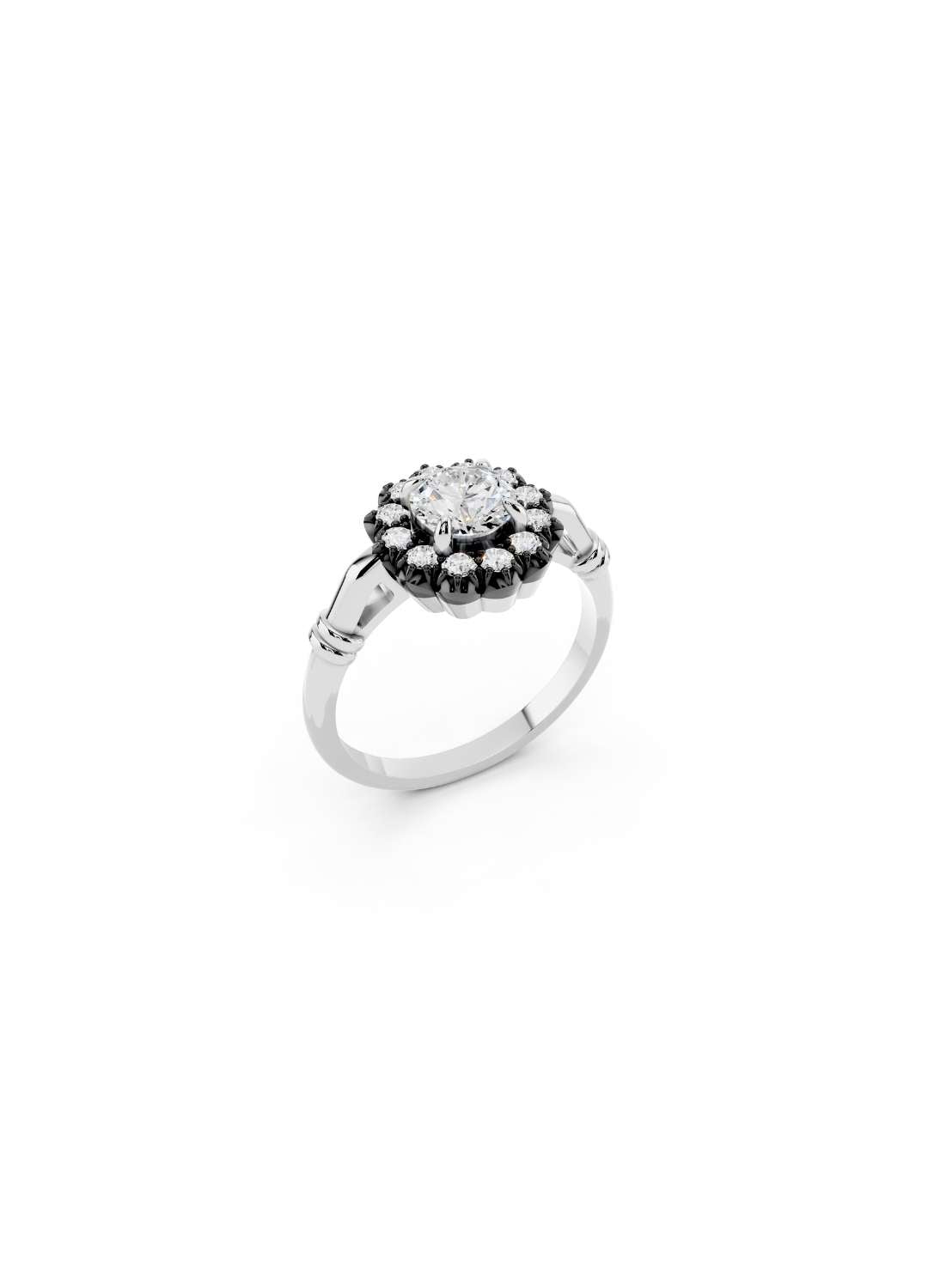Georgian Diamond Halo Ring Image 8