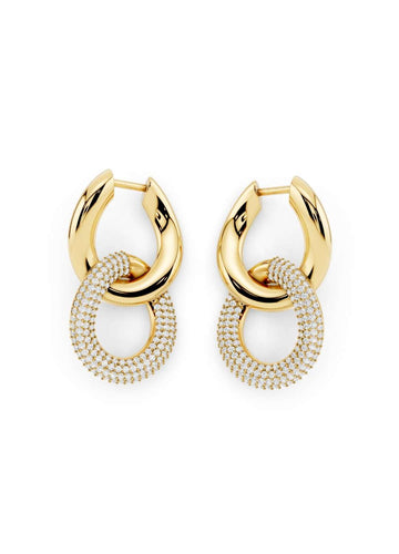 Gold Diamond Link Earrings Image 1