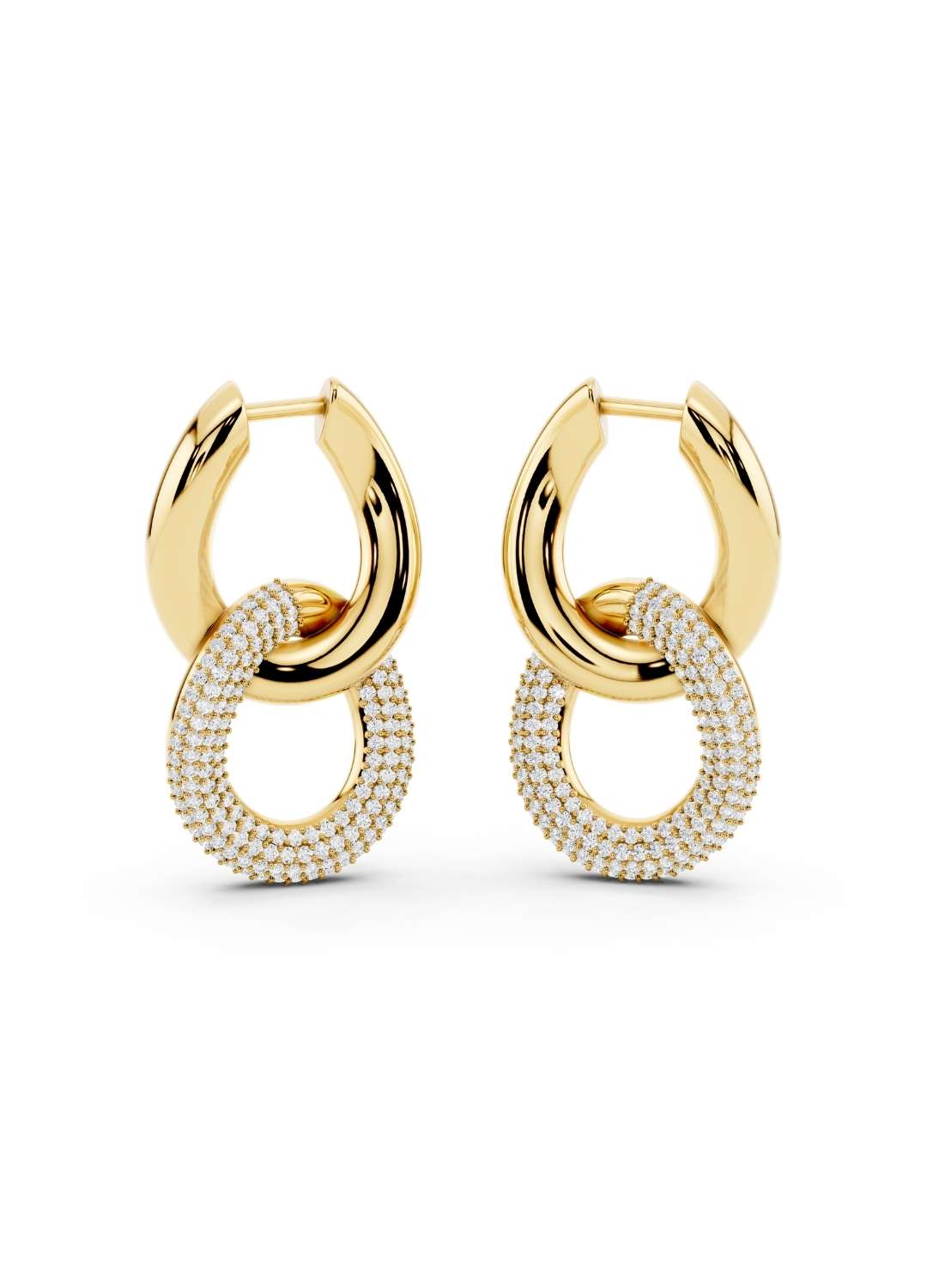 Gold Diamond Link Earrings Image 3