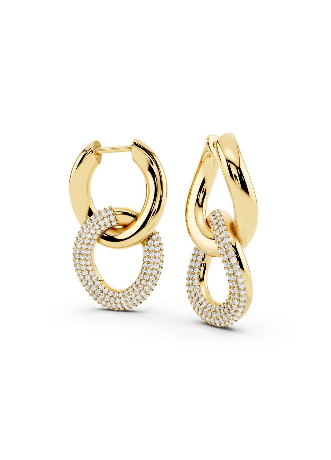 Gold Diamond Link Earrings Image 2