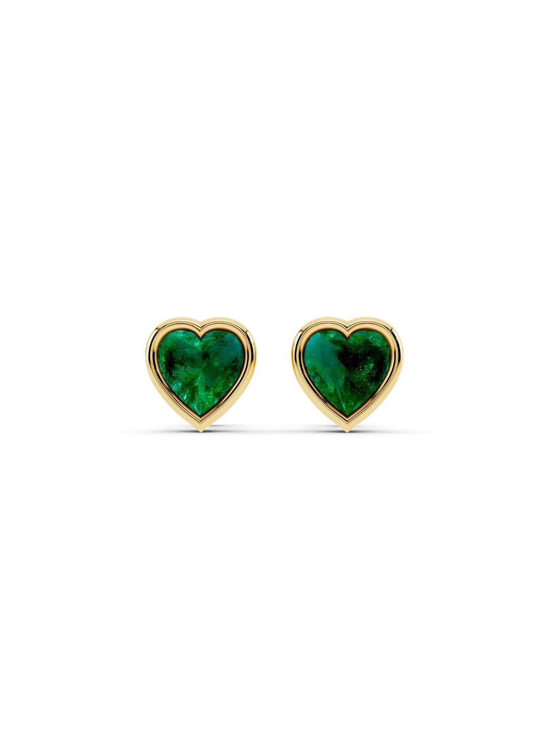 Heart Emerald Stud Earrings  Image 1