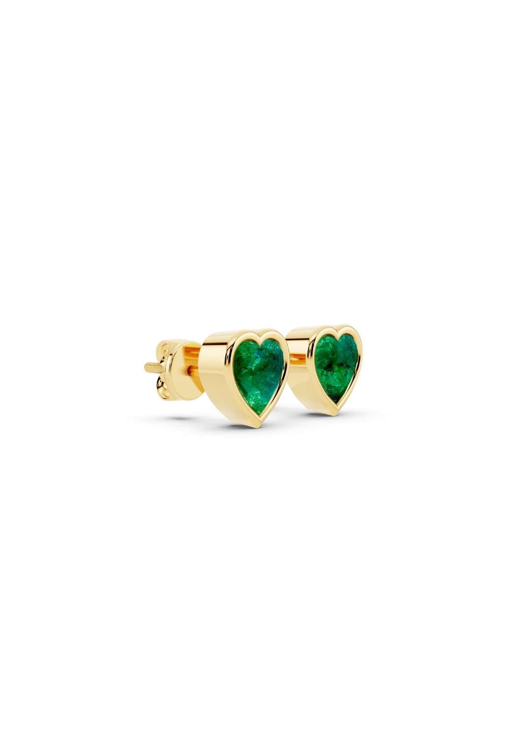 Heart Emerald Stud Earrings  Image 4