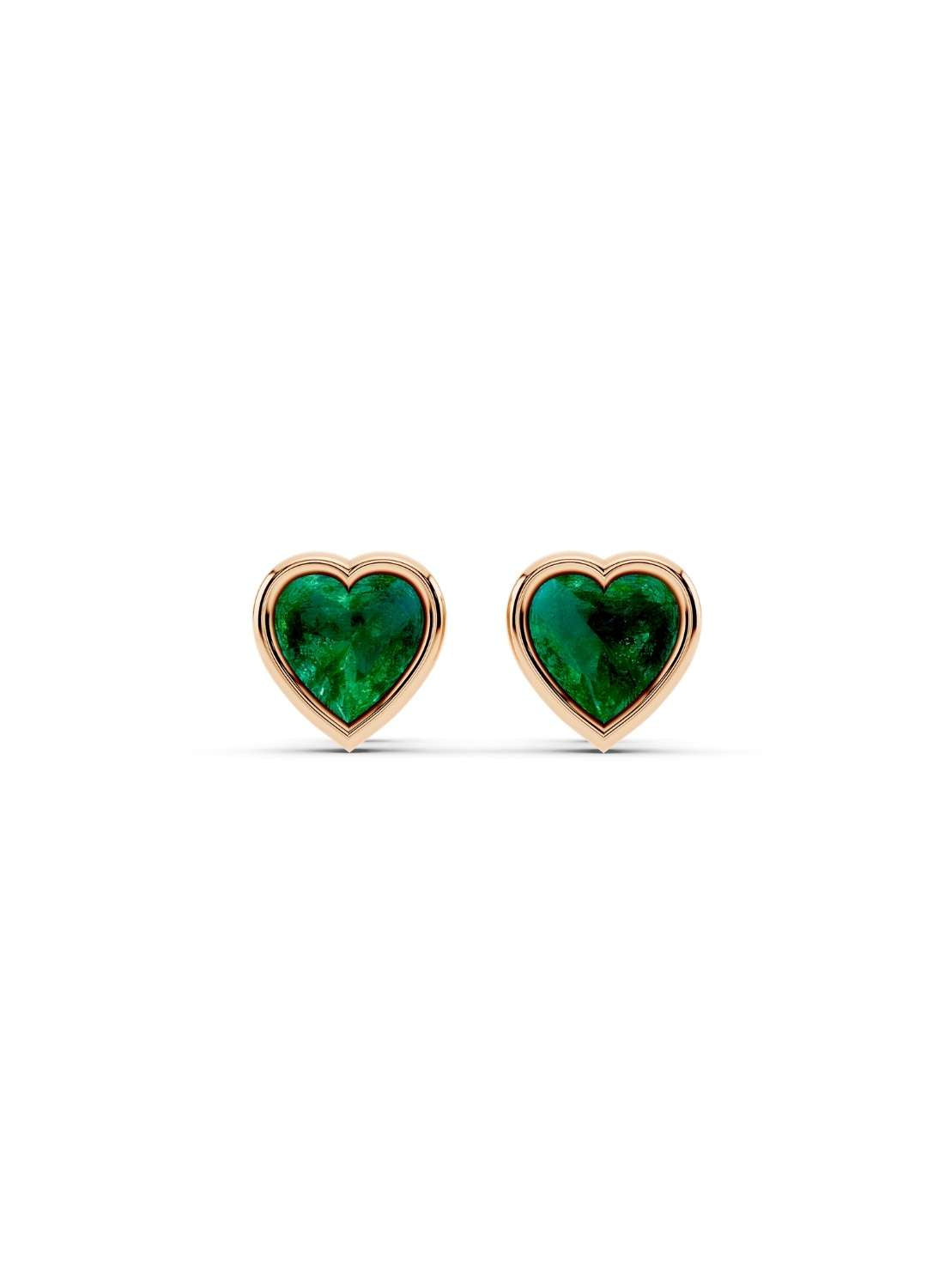 Heart Emerald Stud Earrings  Image 5