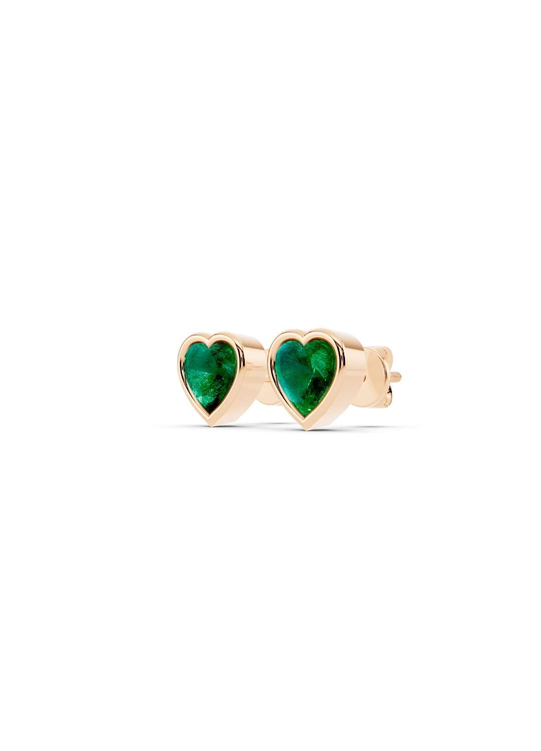 Heart Emerald Stud Earrings  Image 6
