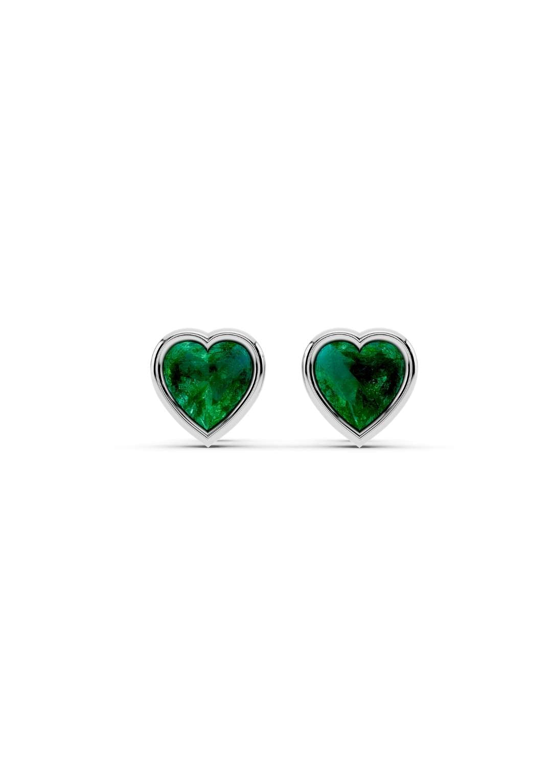 Heart Emerald Stud Earrings  Image 8