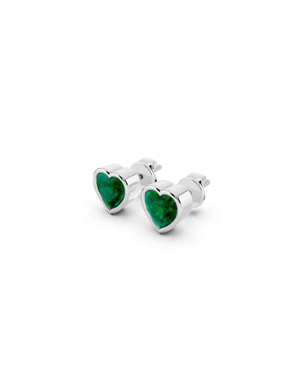 Heart Emerald Stud Earrings  Image 9