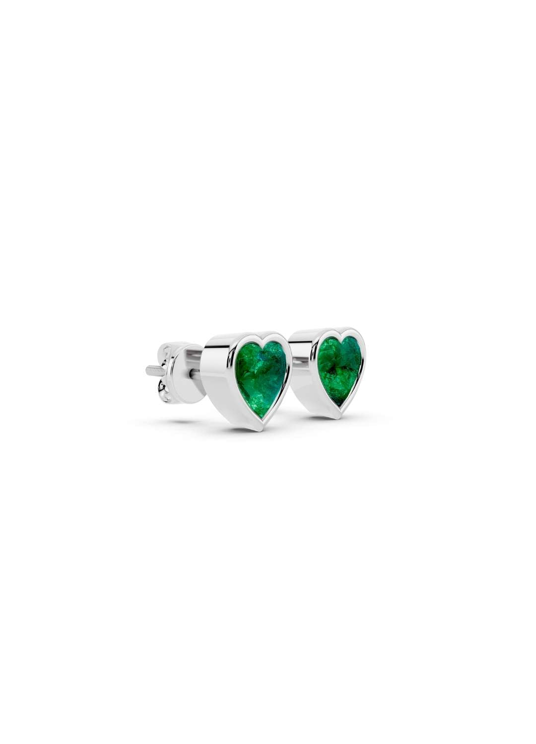 Heart Emerald Stud Earrings  Image 11