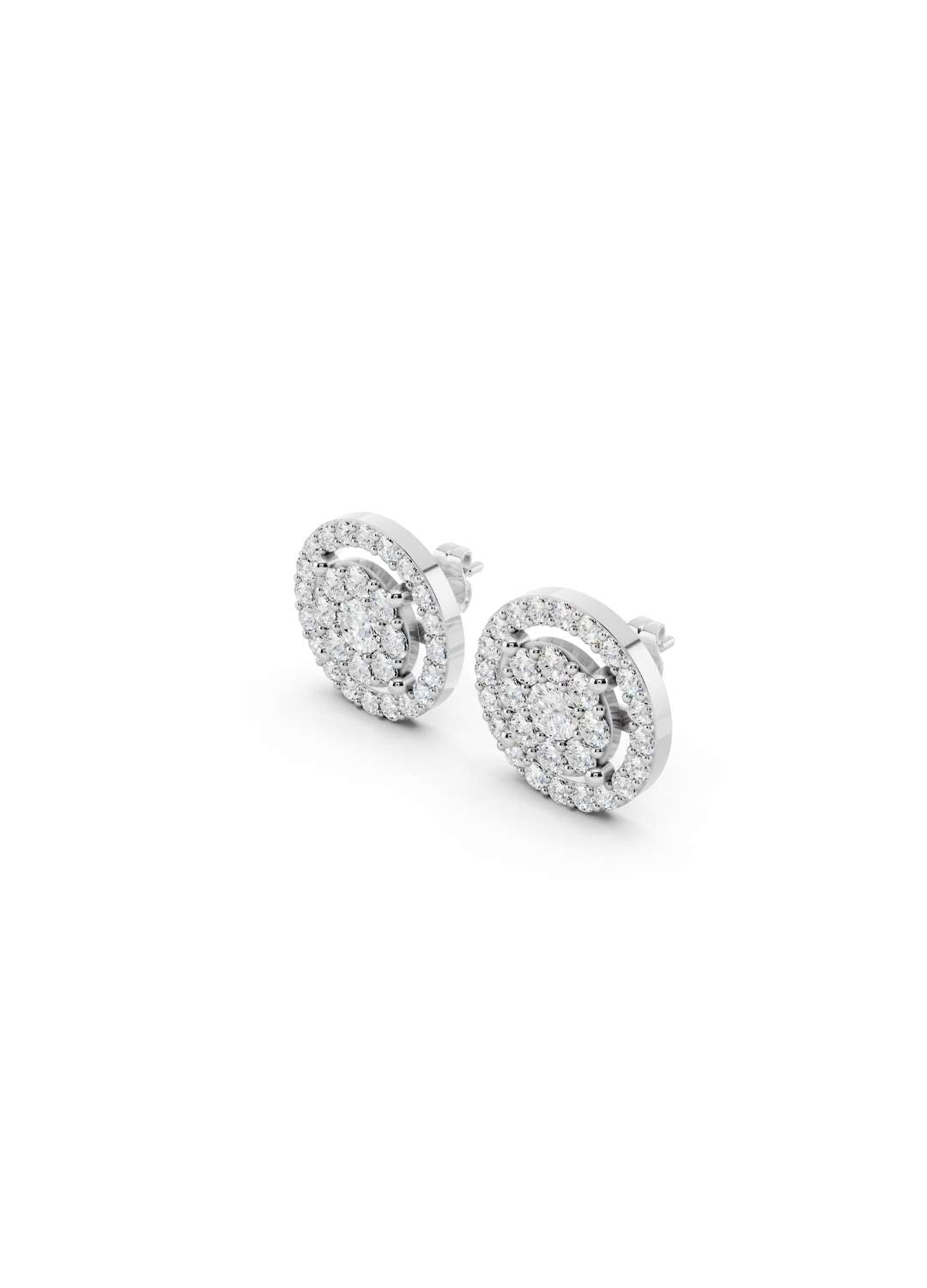 Halo Diamond Stud Earrings Image 14