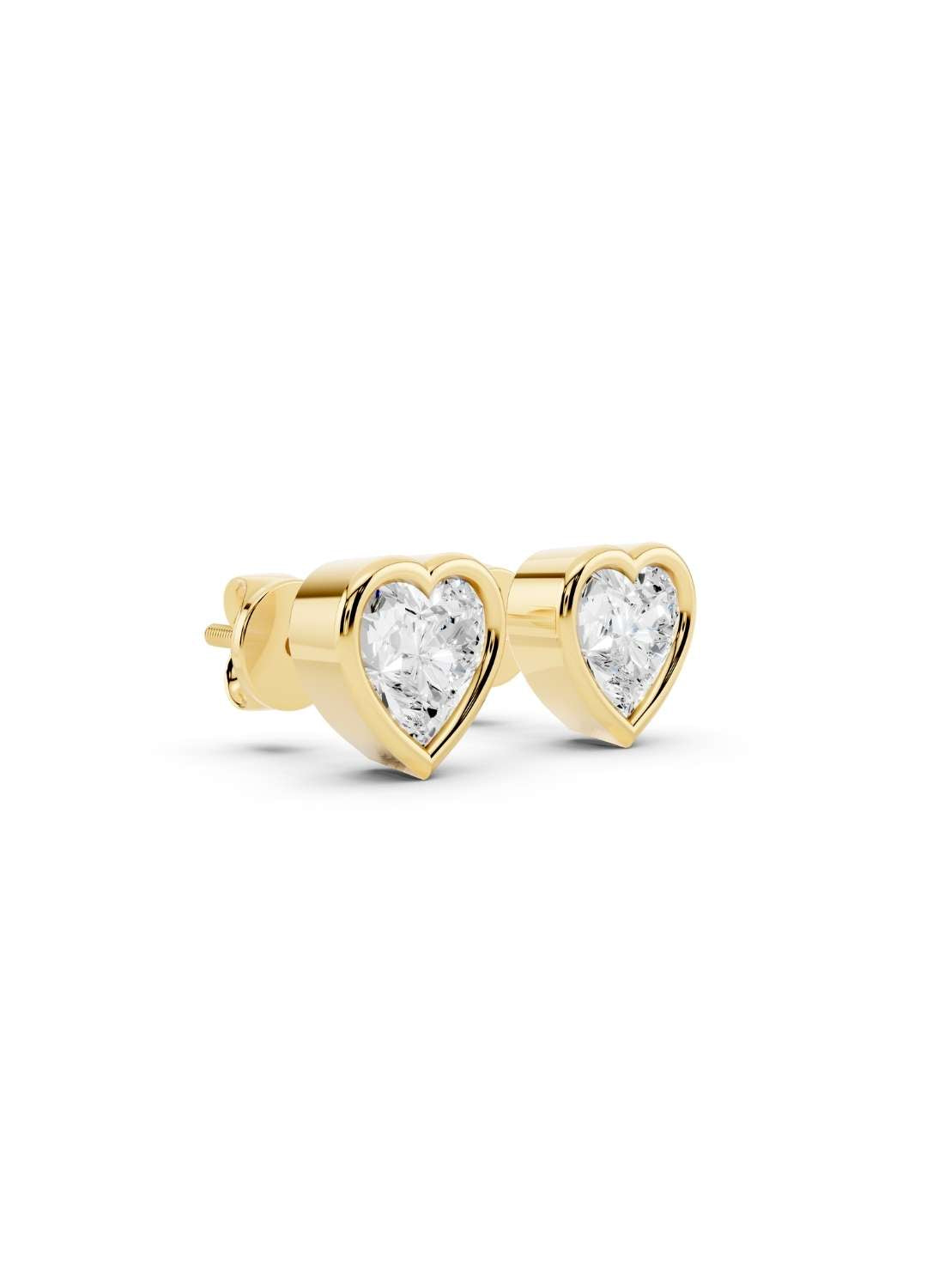 Heart Diamond Stud Earrings Image 3