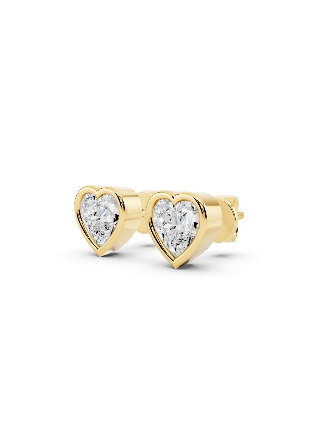 Heart Diamond Stud Earrings Image 4