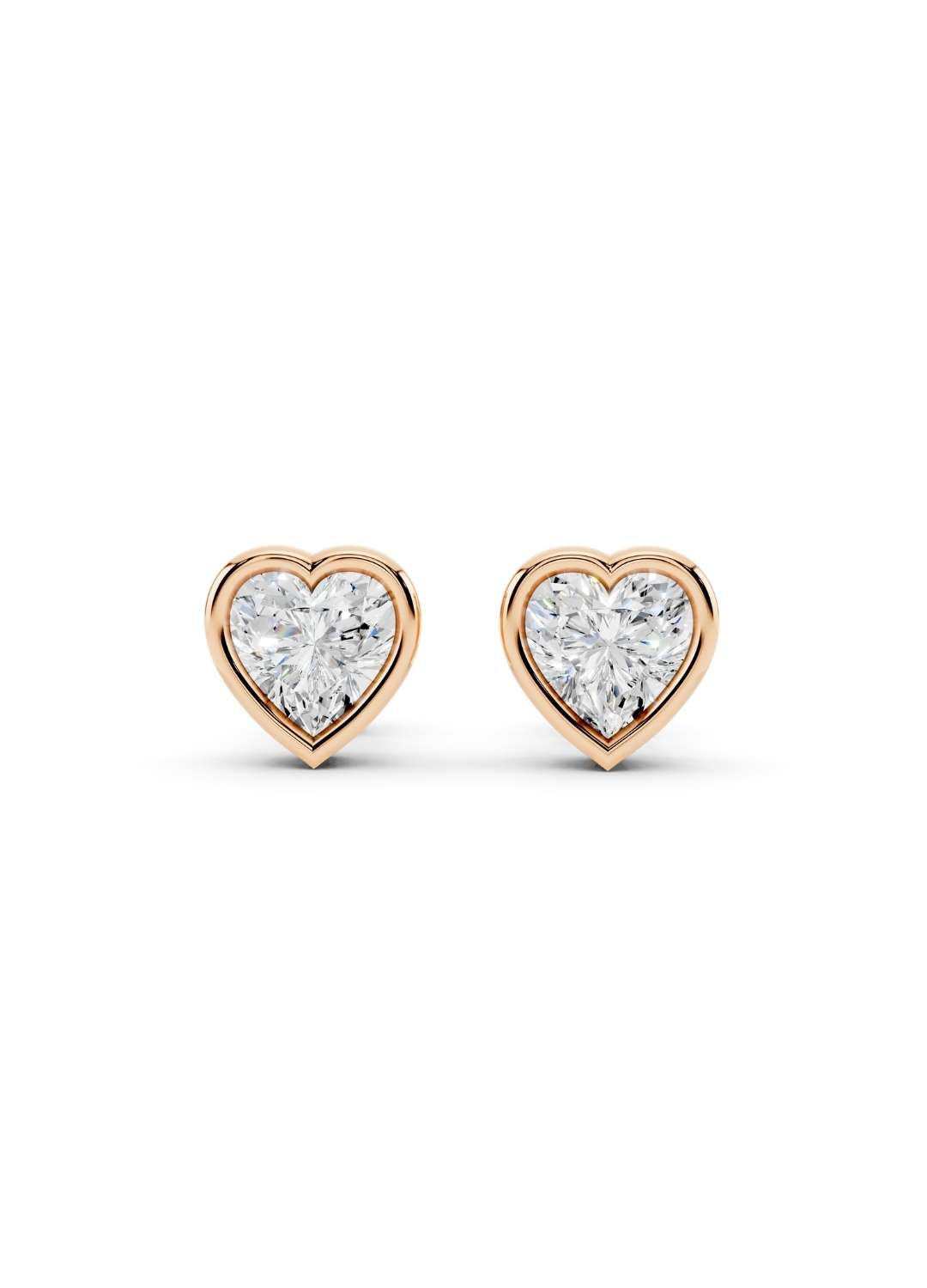 Heart Diamond Stud Earrings Image 5
