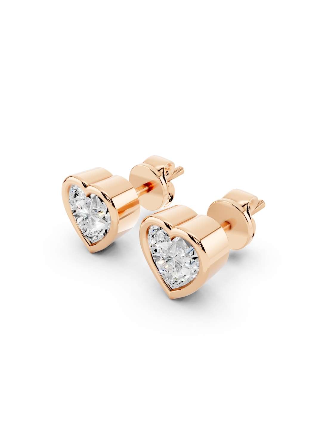 Heart Diamond Stud Earrings Image 6