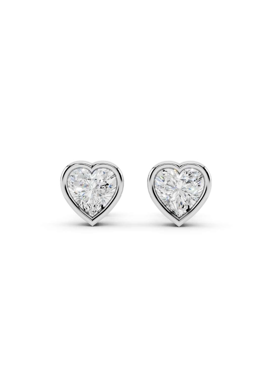 Heart Diamond Stud Earrings Image 9