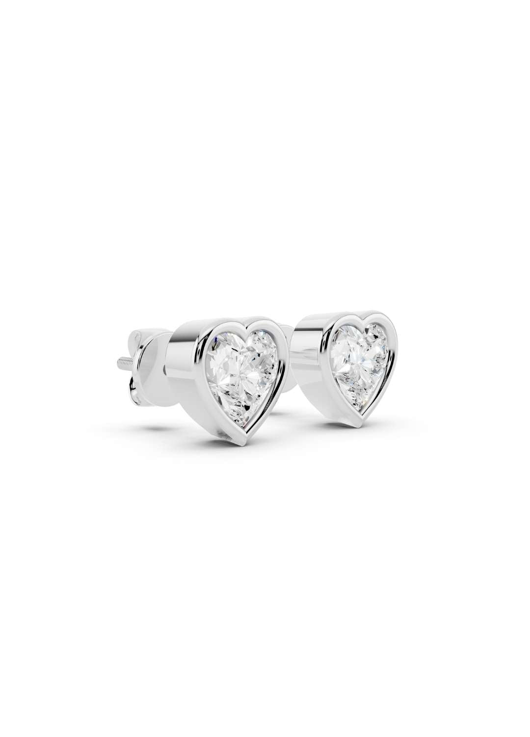 Heart Diamond Stud Earrings Image 11