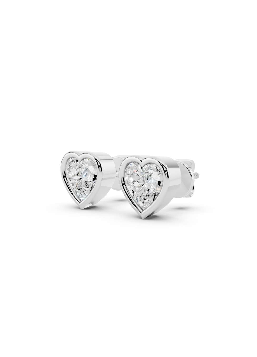 Heart Diamond Stud Earrings Image 12