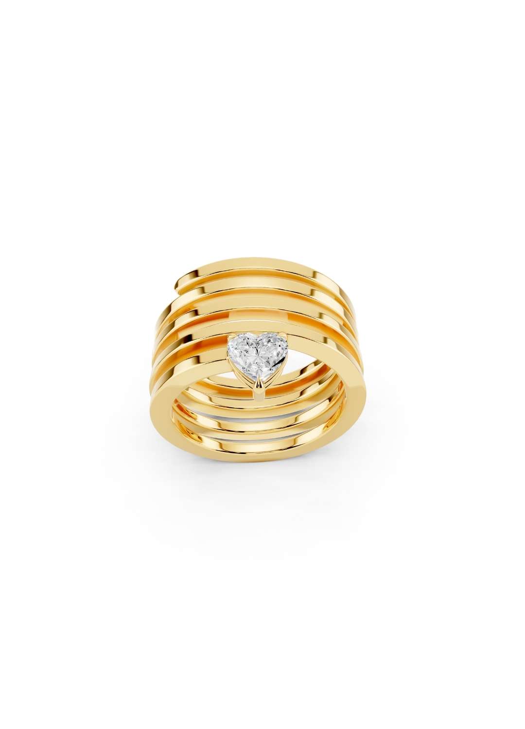 Heart Solitaire Multi-Band Ring Image 1