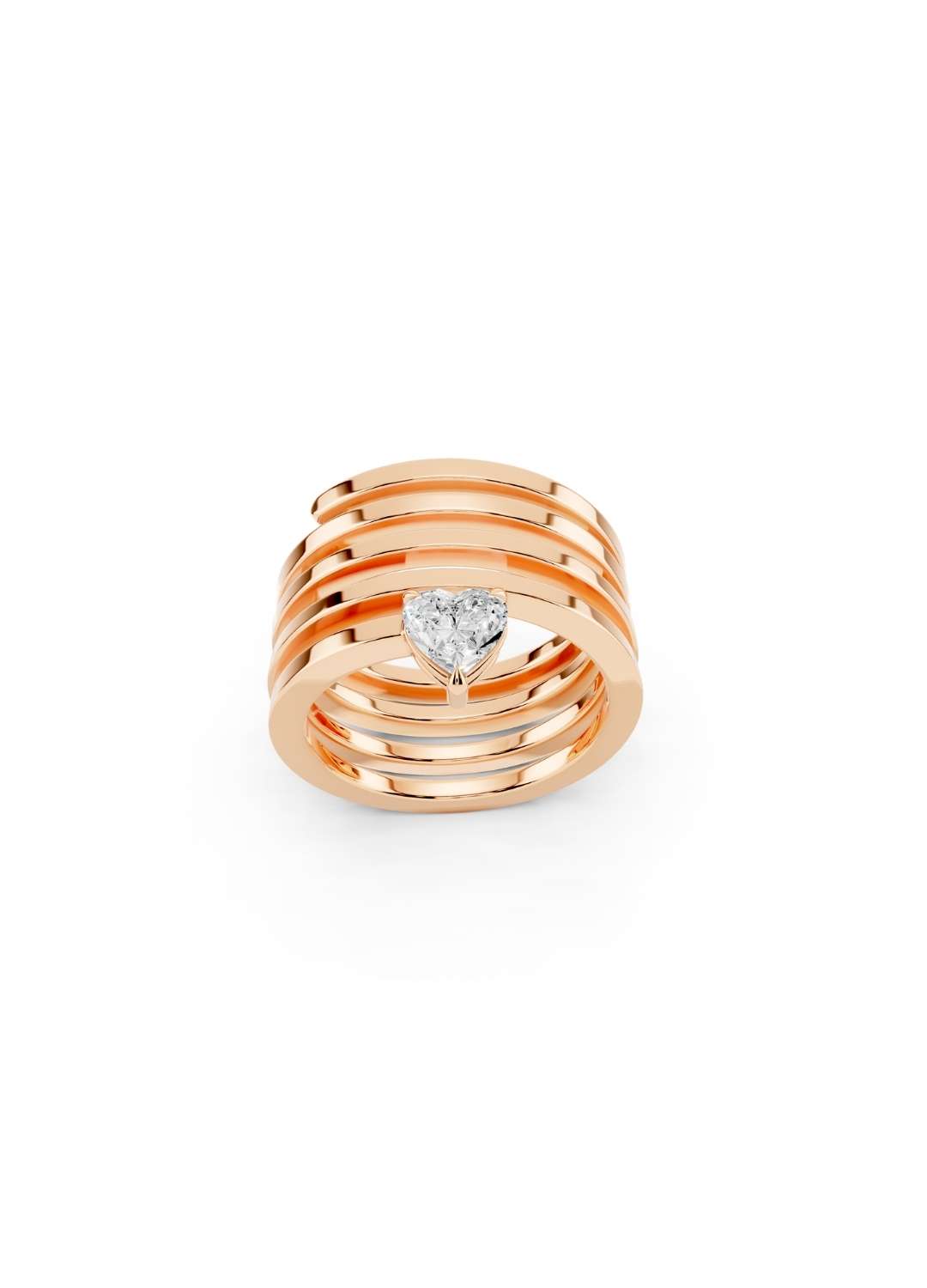 Heart Solitaire Multi-Band Ring Image 5
