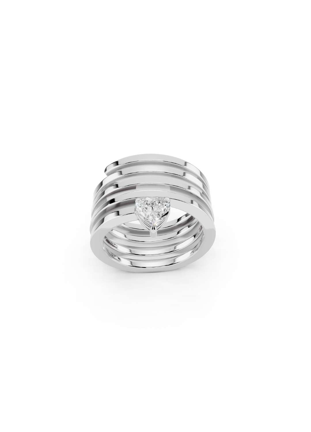 Heart Solitaire Multi-Band Ring Image 9