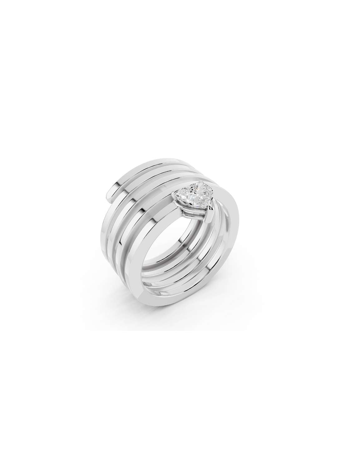 Heart Solitaire Multi-Band Ring Image 10