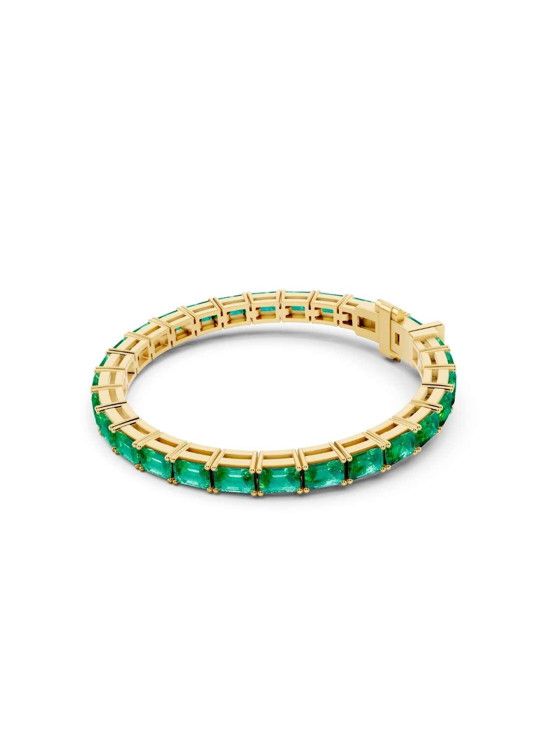 Horizontal Octagon Cut Emerald Eternity Bracelet Image 3