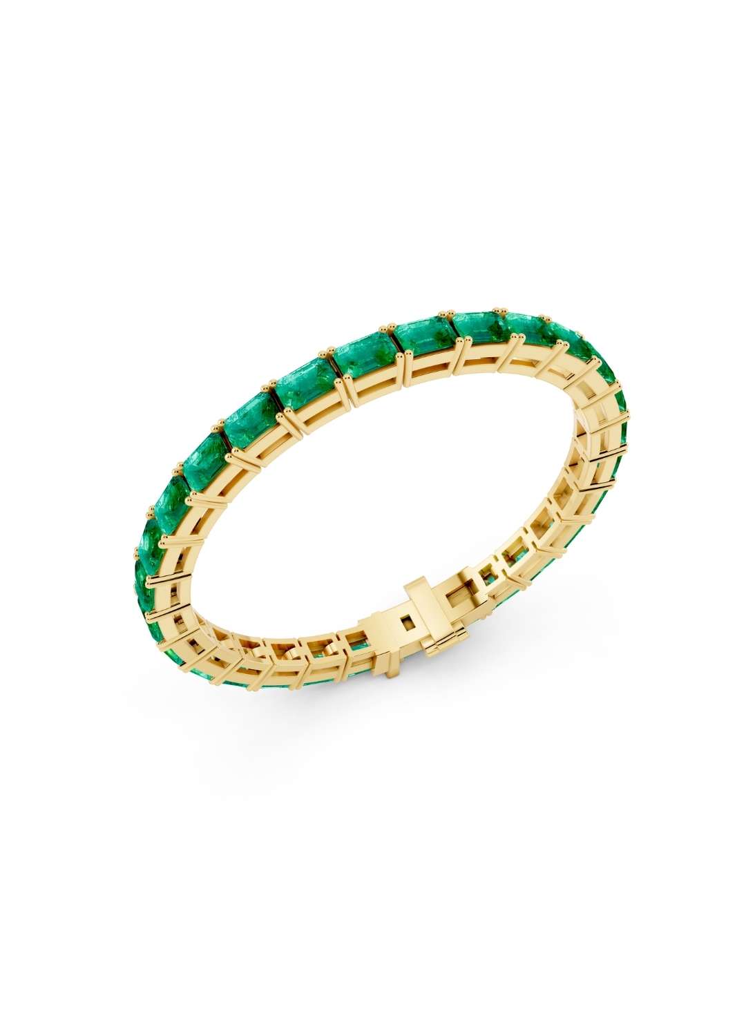 Horizontal Octagon Cut Emerald Eternity Bracelet Image 2