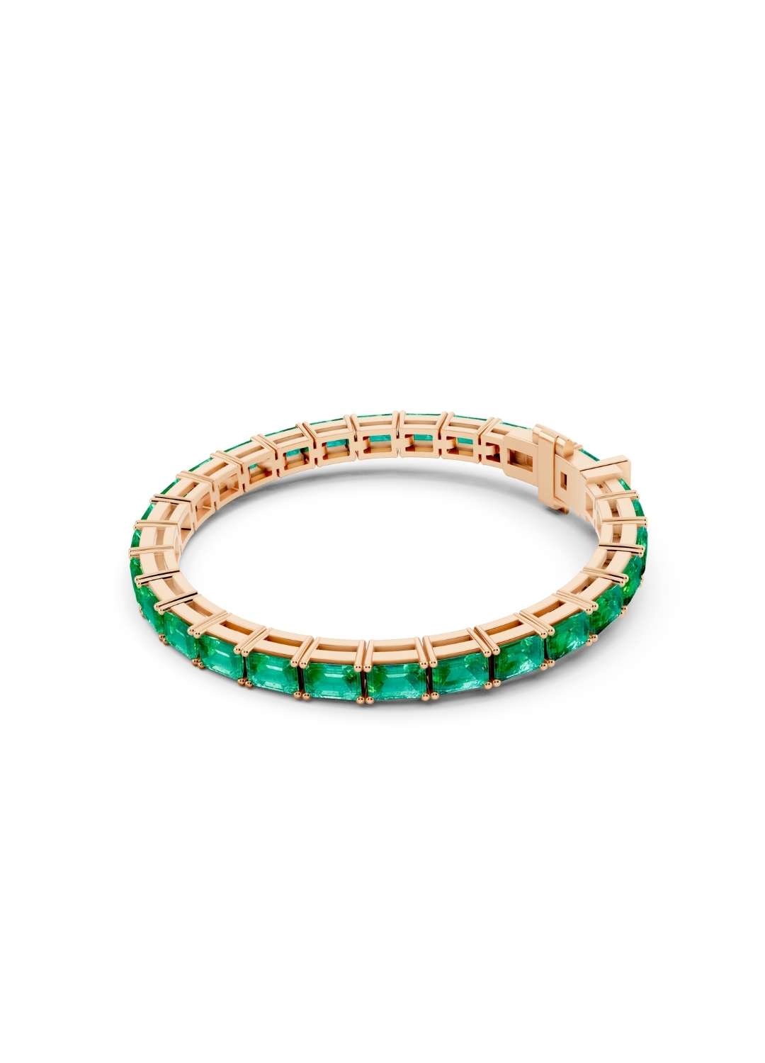 Horizontal Octagon Cut Emerald Eternity Bracelet Image 8