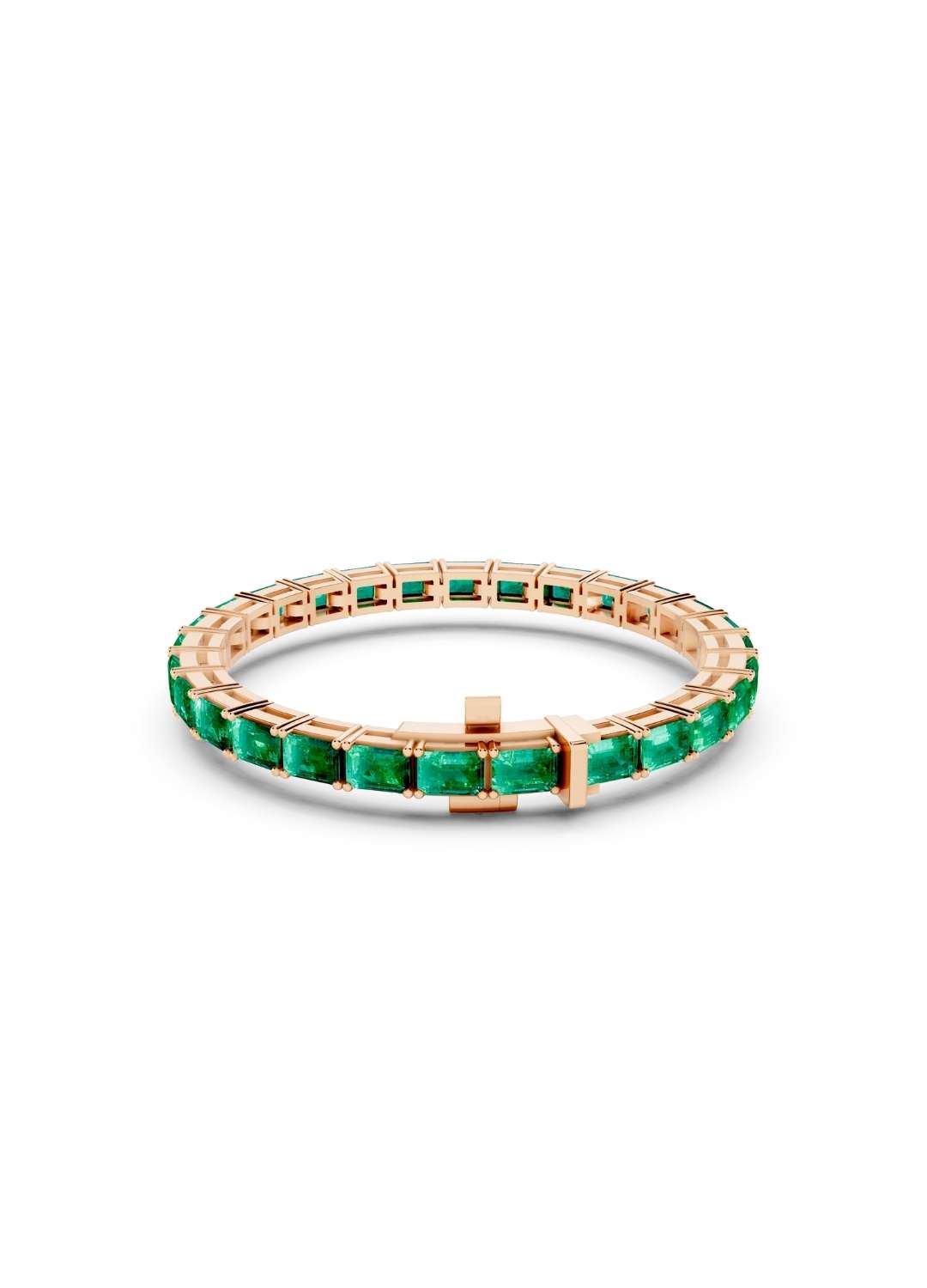 Horizontal Octagon Cut Emerald Eternity Bracelet Image 10
