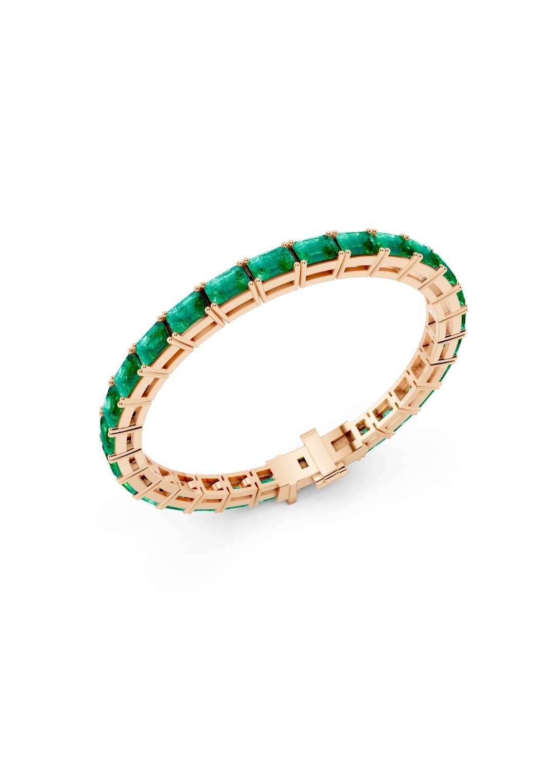 Horizontal Octagon Cut Emerald Eternity Bracelet Image 11