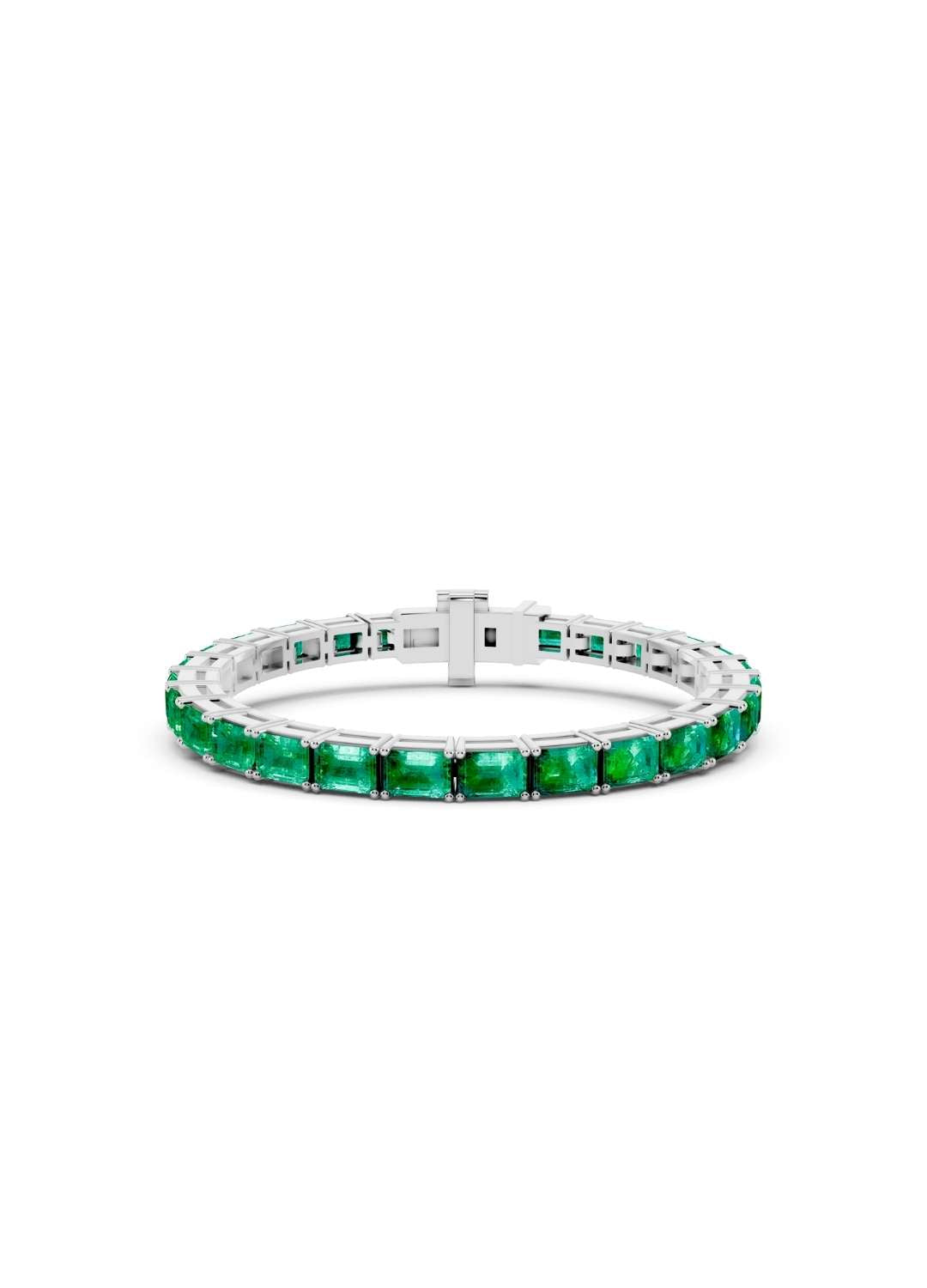 Horizontal Octagon Cut Emerald Eternity Bracelet Image 13