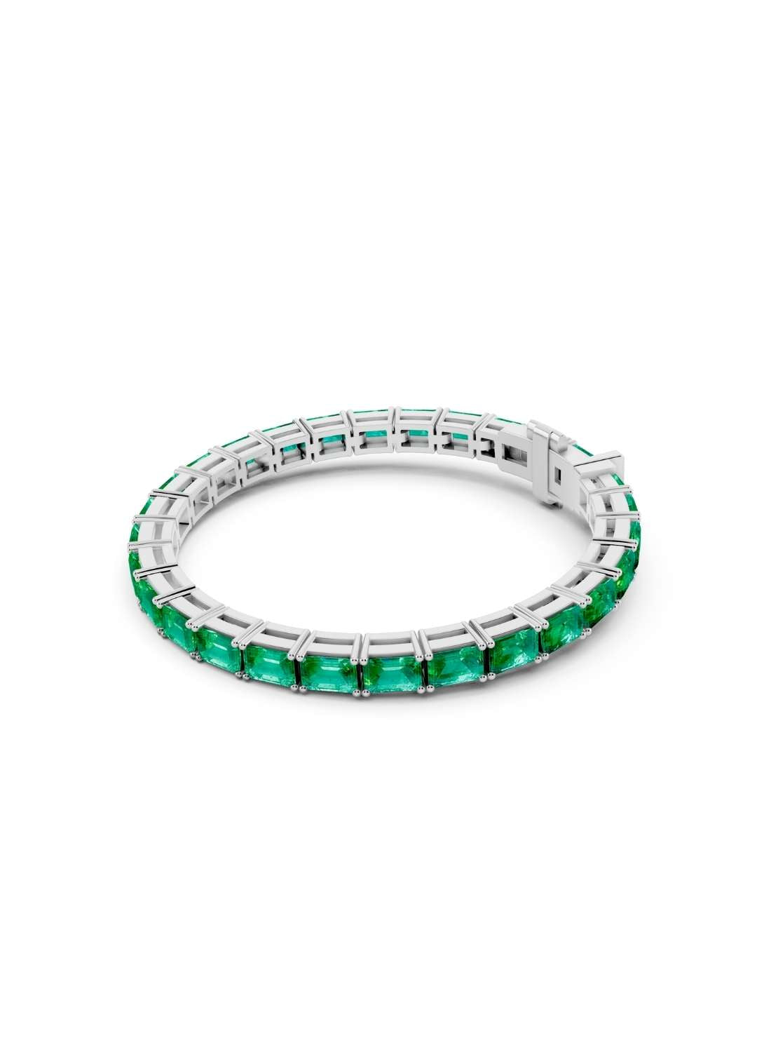 Horizontal Octagon Cut Emerald Eternity Bracelet Image 14