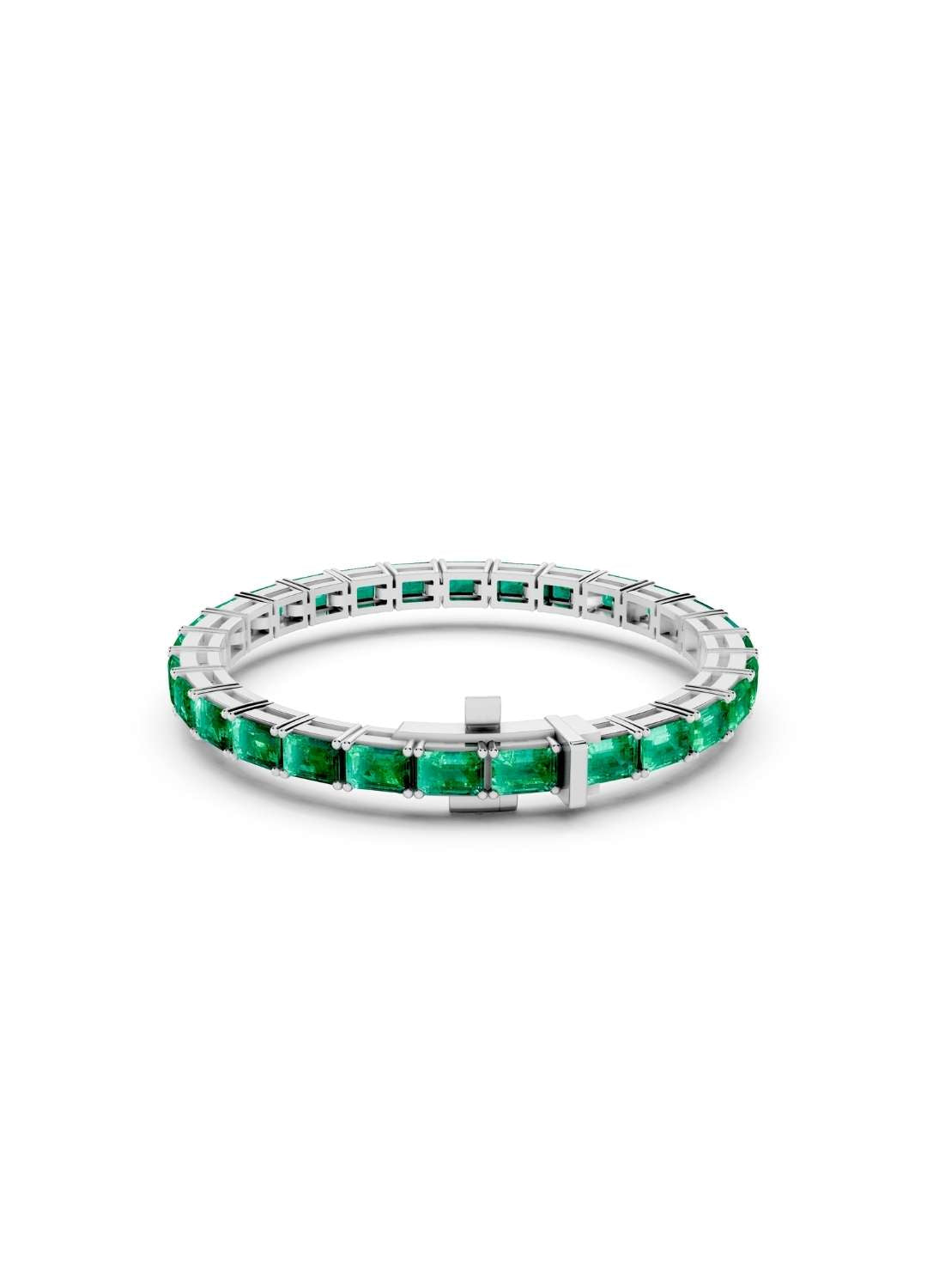 Horizontal Octagon Cut Emerald Eternity Bracelet Image 16