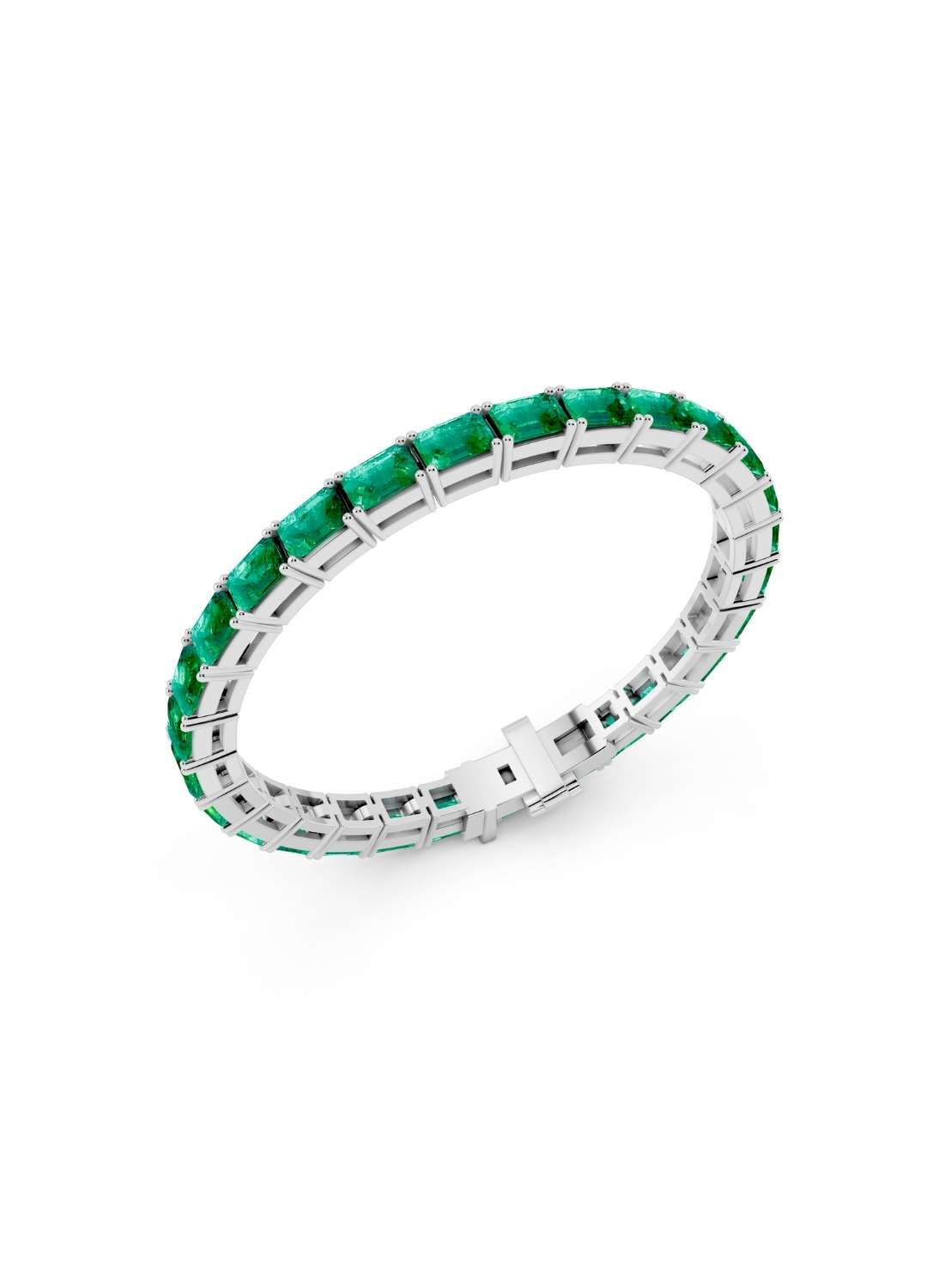 Horizontal Octagon Cut Emerald Eternity Bracelet Image 17
