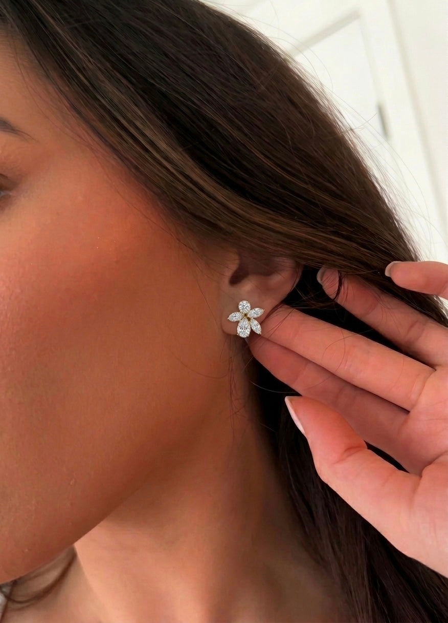 Marquise Diamond Floral Earrings Image 1