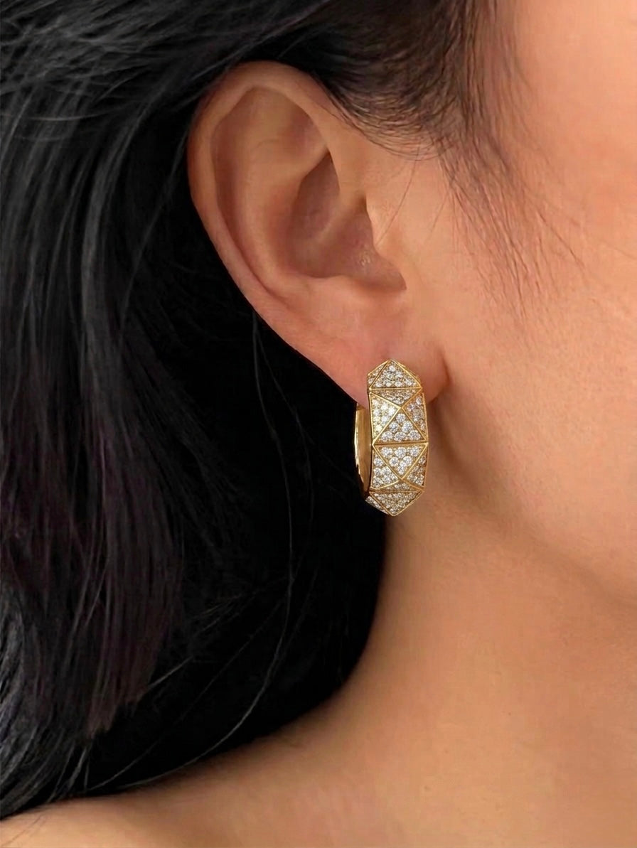 Geometric Diamond Huggie Hoops