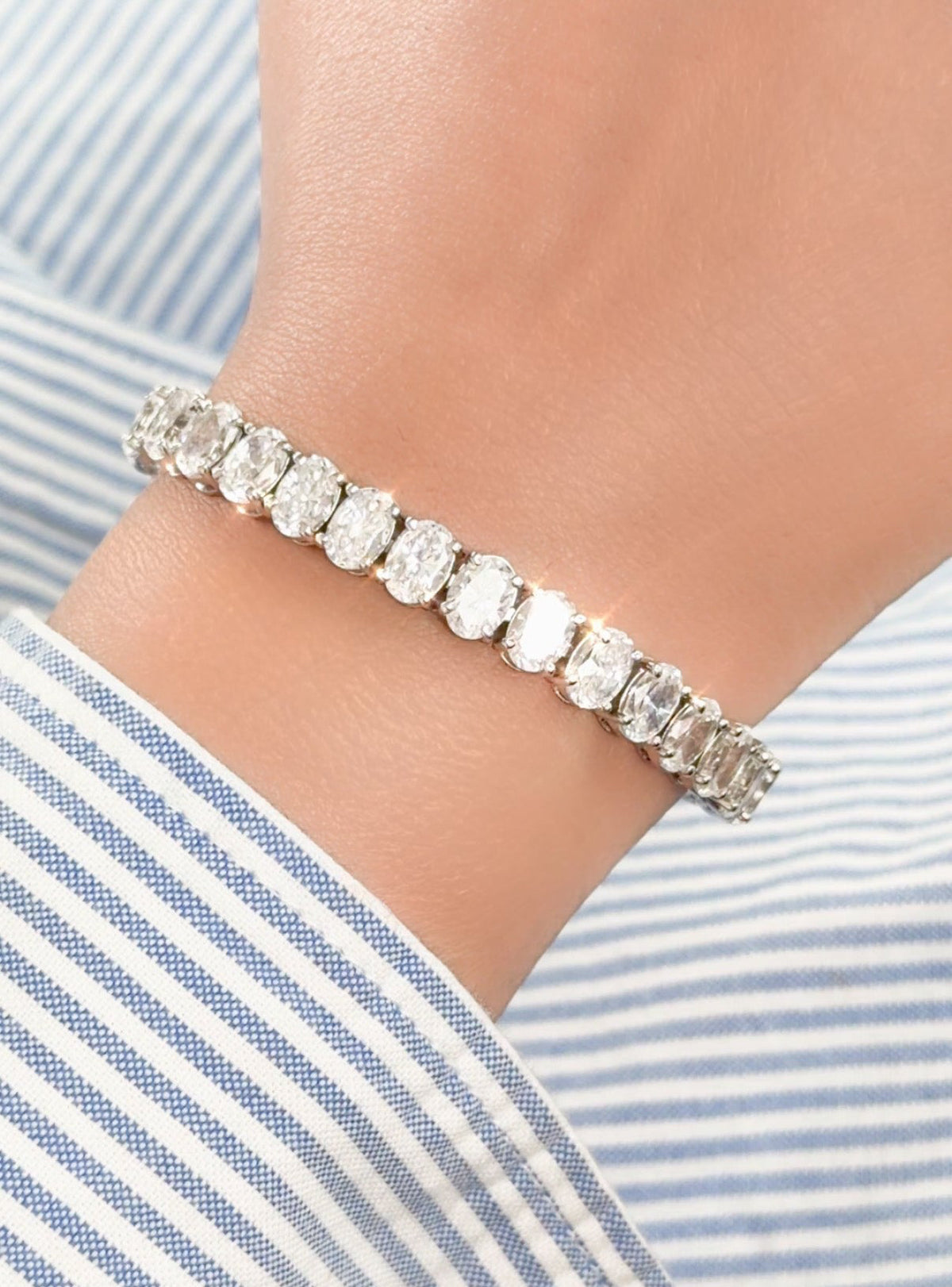 Oval Tennis Bracelet - North South Setting
